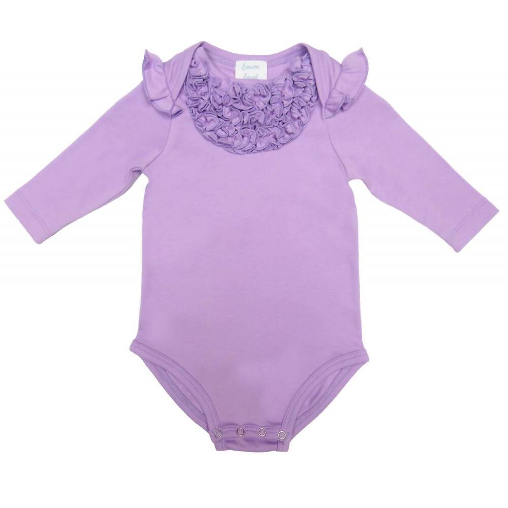 NEW LEMON LOVES LAYETTE baby girls madison onesie in sheer lilac